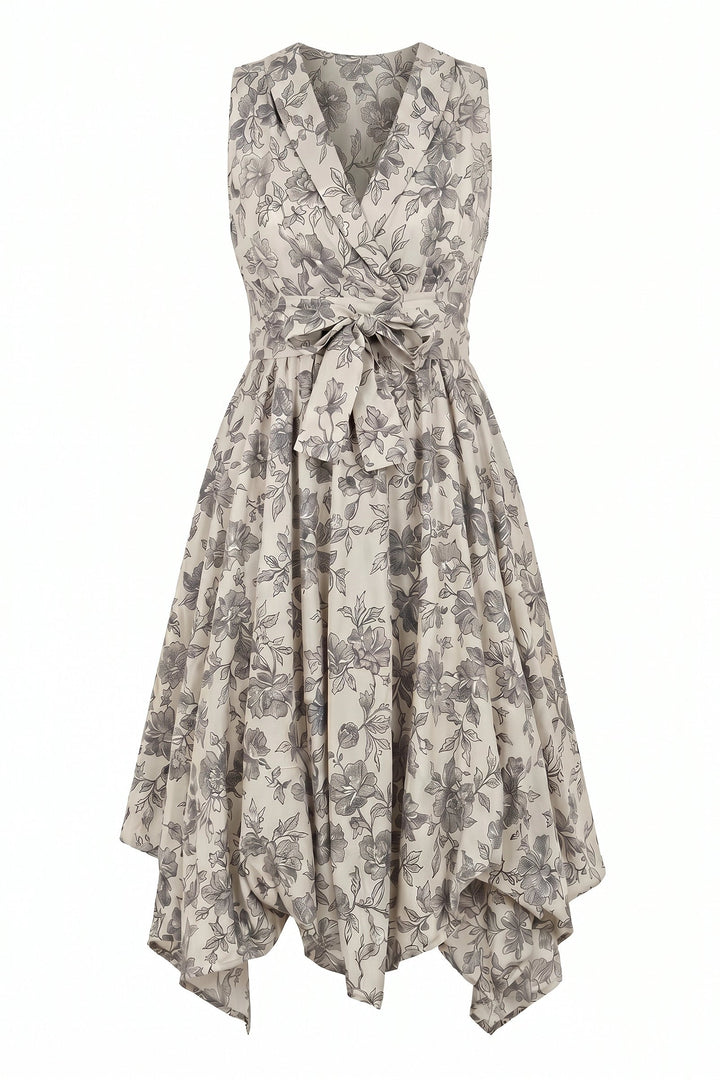 Jolaby V-Neck Ruched Dress in Antique Gold &amp; Silver