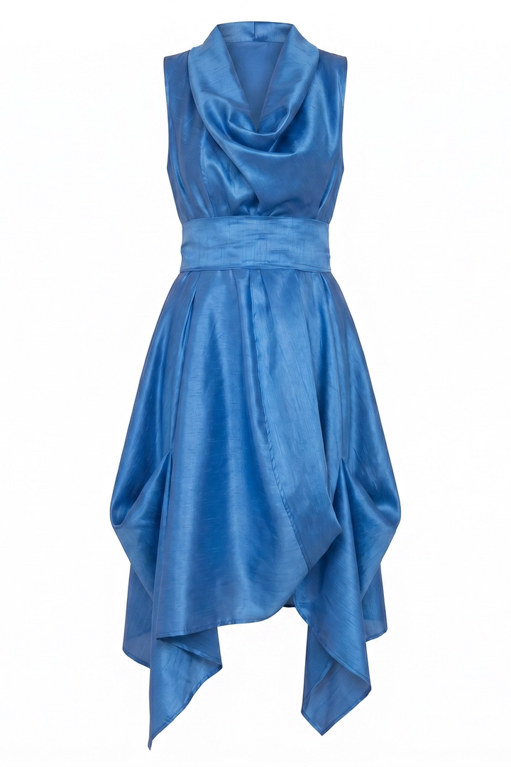 Jolaby Wrap Ruched Dress Cornflower Blue