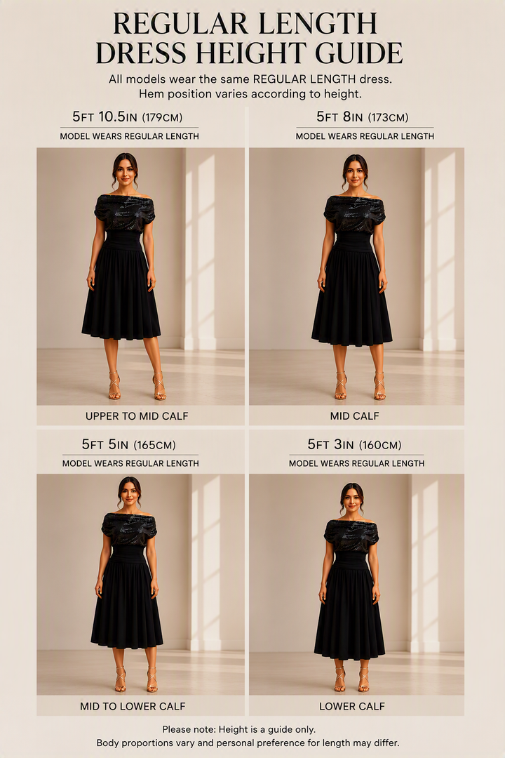 Carbon tea length dress in blackcurrant T1/D4