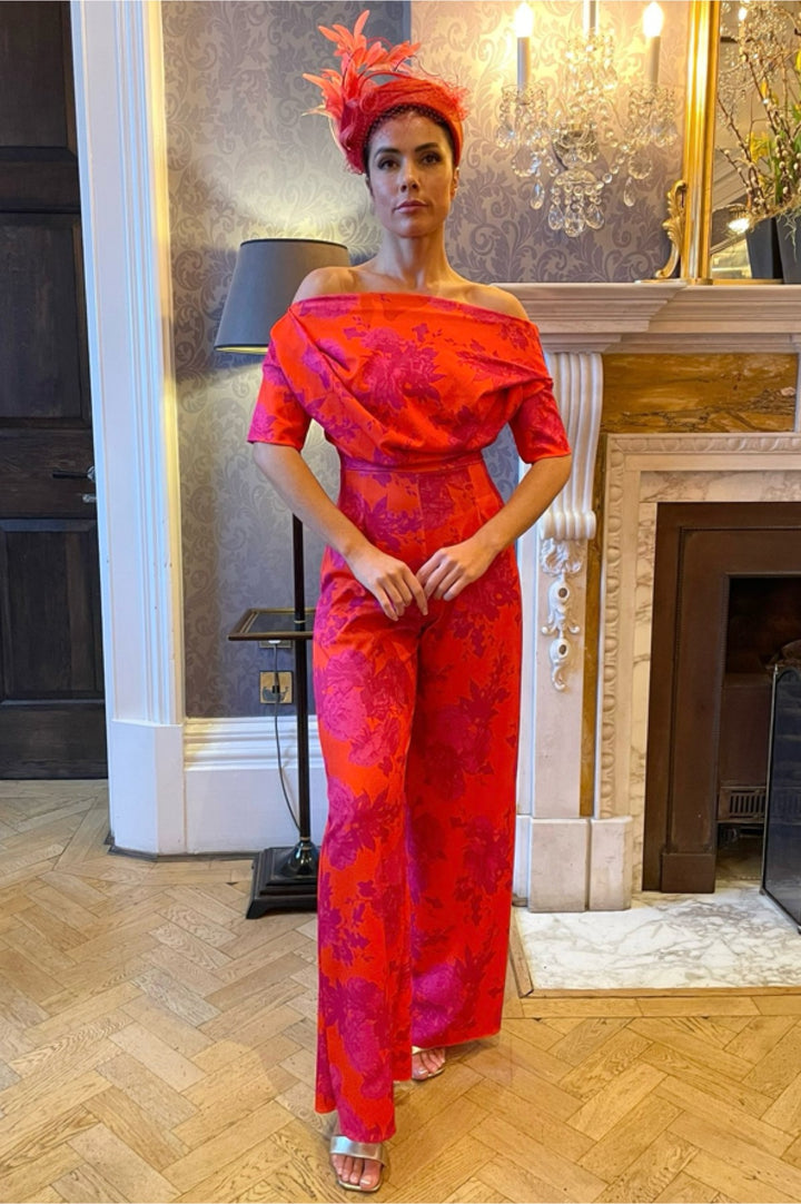 Lima jumpsuit in orange &amp; fuchsia floral - sample sale