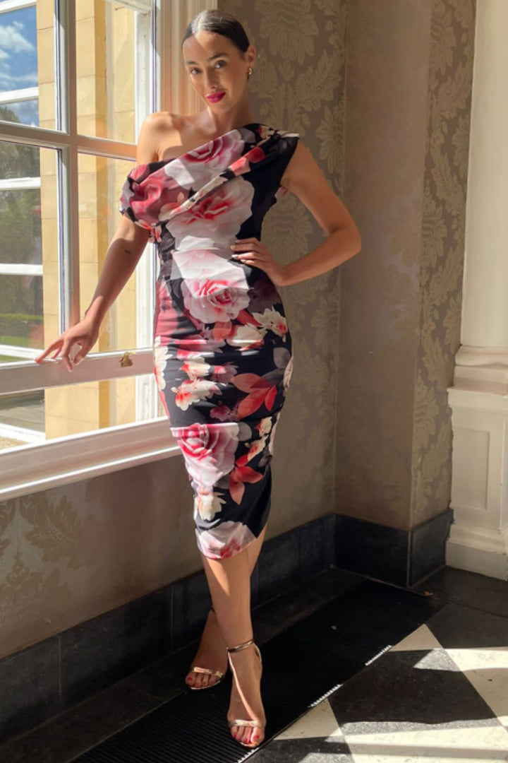 Janus dress in rose print