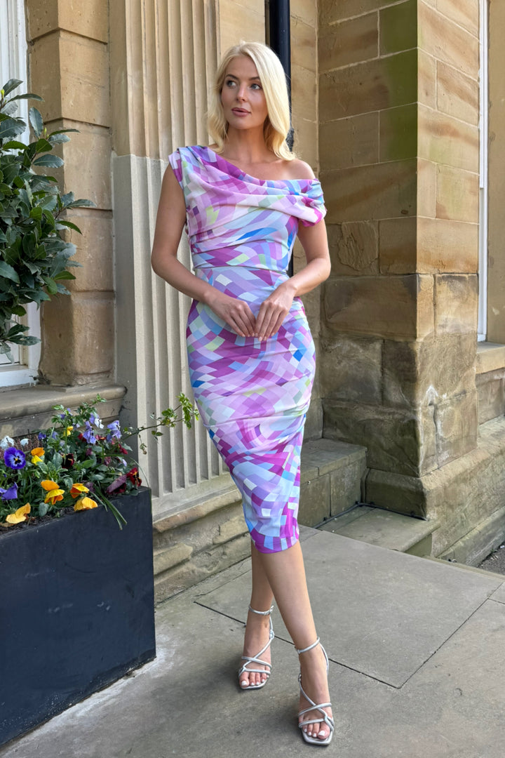 Janus dress in pastel pixel