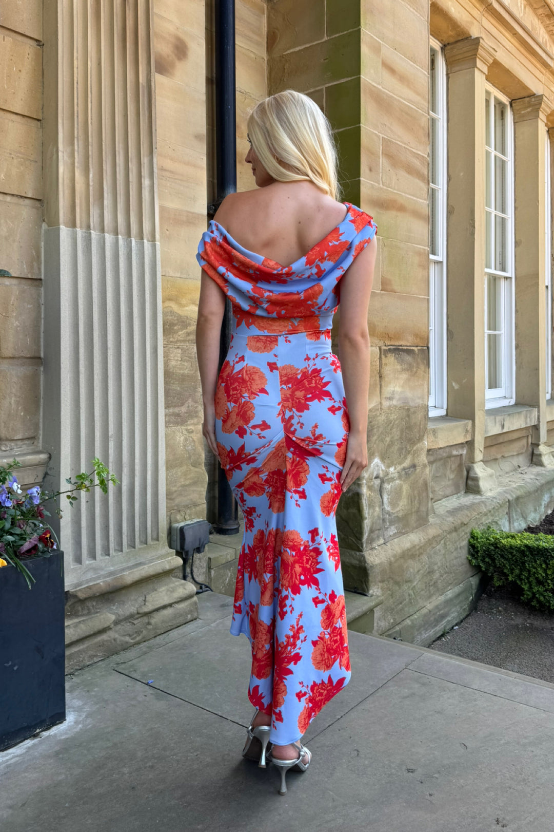 Mercury dress in pale blue & orange floral
