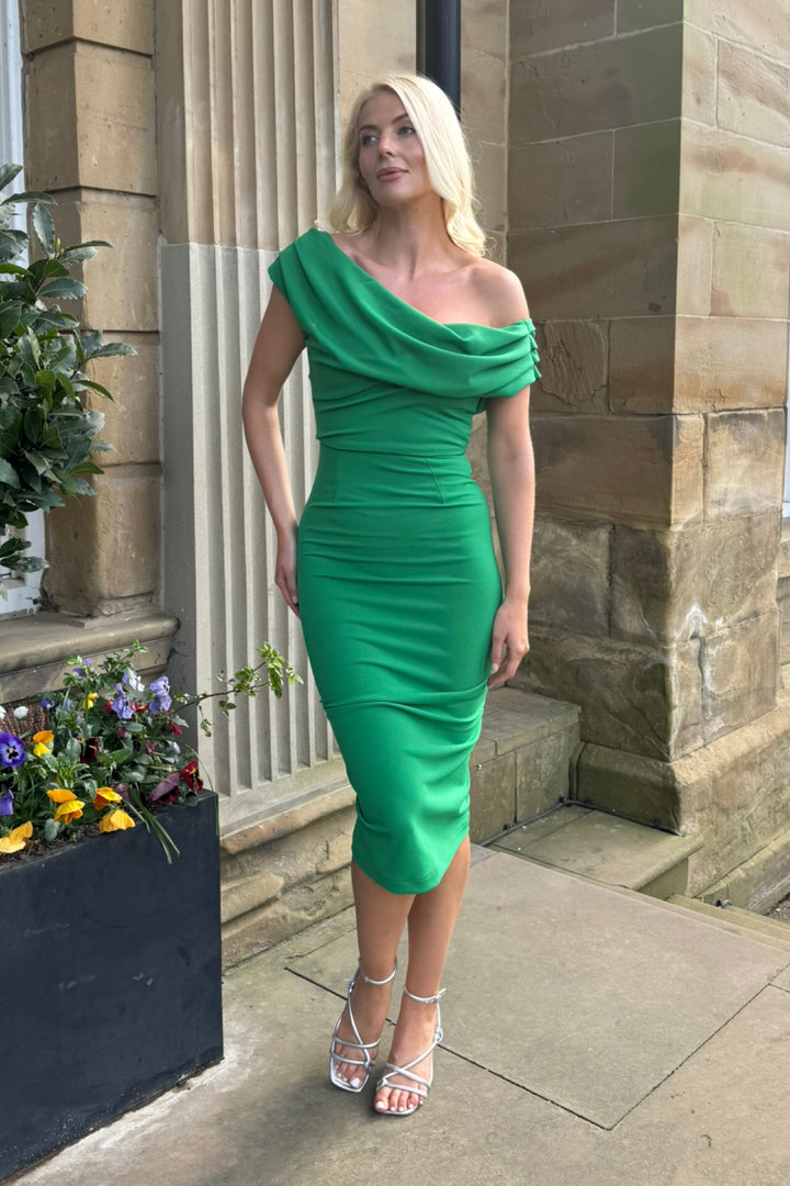 Janus dress in emerald green