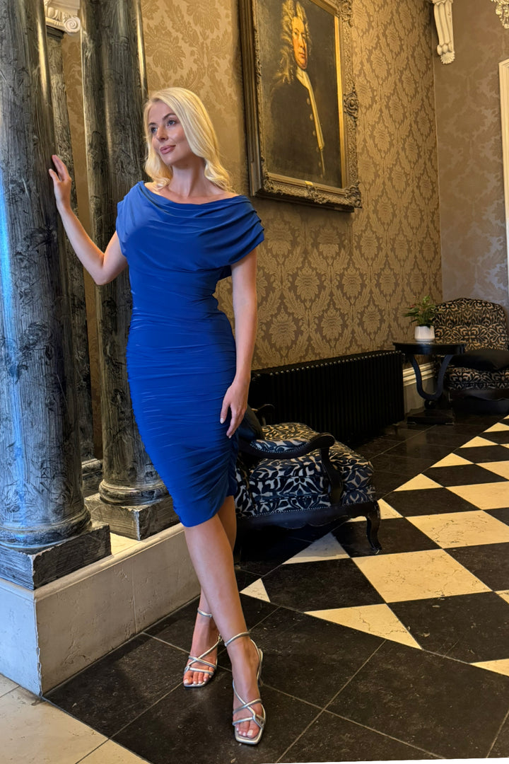 Oxygen dress in cobalt blue
