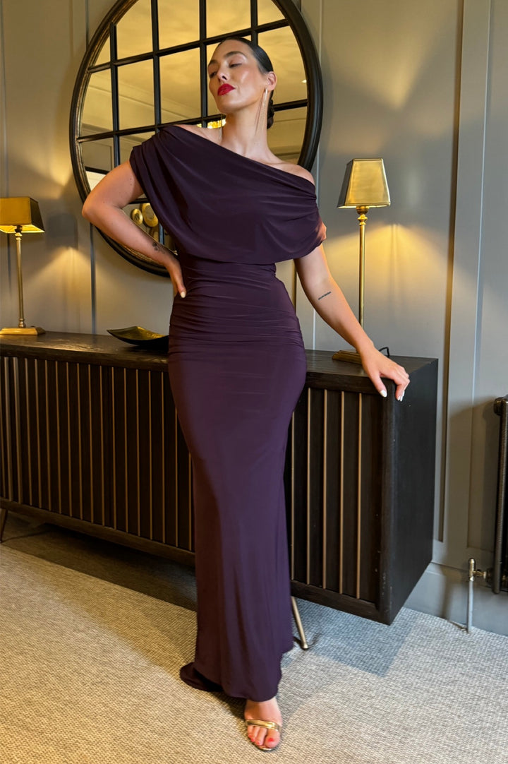 Platinum gown in blackcurrant