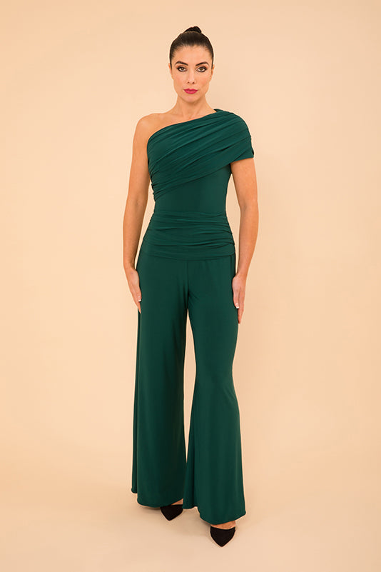 Rhodium jumpsuit in forest green