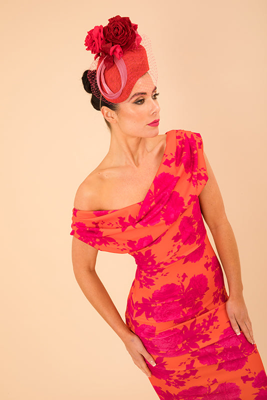 Chromium dress in orange & fuchsia
