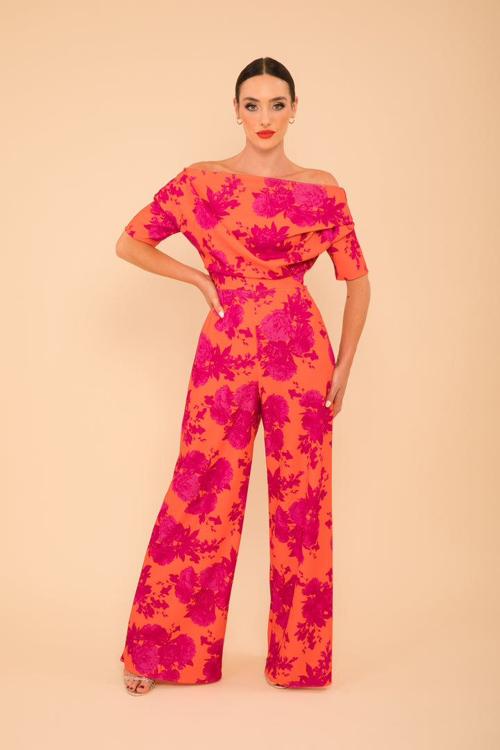 Lima jumpsuit in orange &amp; fuchsia floral - sample sale