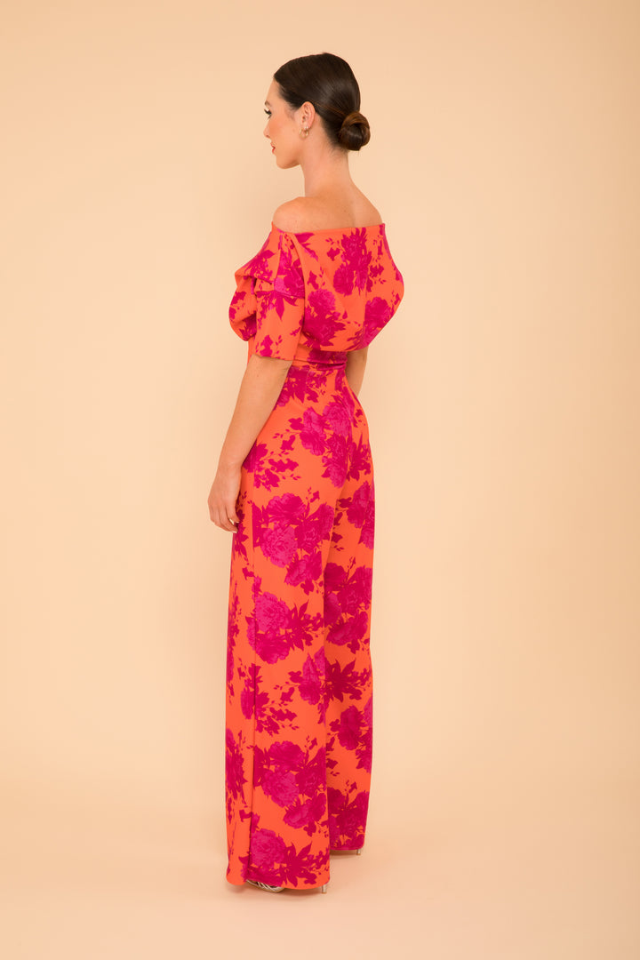 Lima jumpsuit in orange &amp; fuchsia floral - sample sale