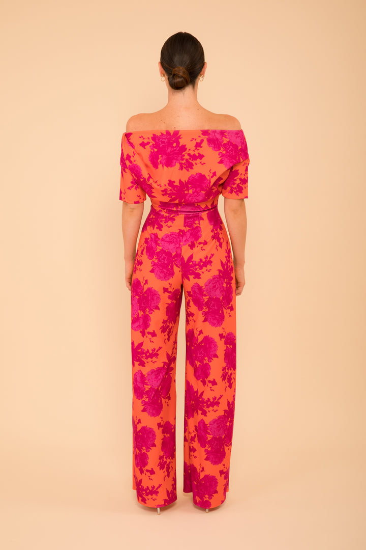 Lima jumpsuit in orange &amp; fuchsia floral - sample sale