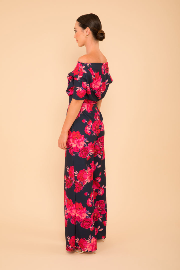 Lima jumpsuit in navy &amp; hot pink floral - sample sale
