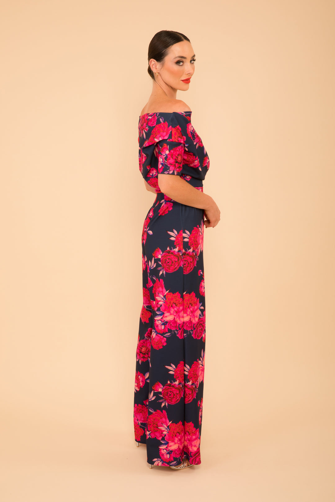 Lima jumpsuit in navy &amp; hot pink floral - sample sale