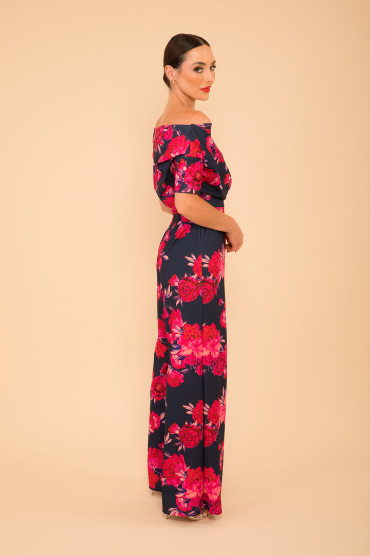 Lima jumpsuit in navy &amp; hot pink floral - sample sale