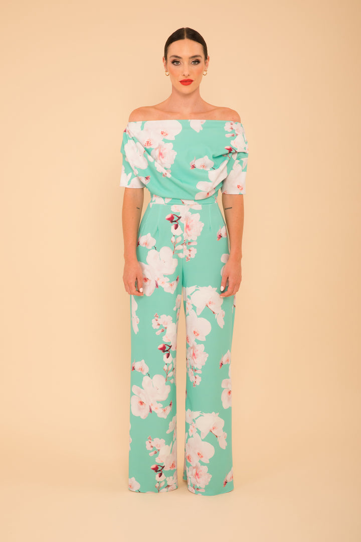 Lima jumpsuit in aqua floral - sample sale