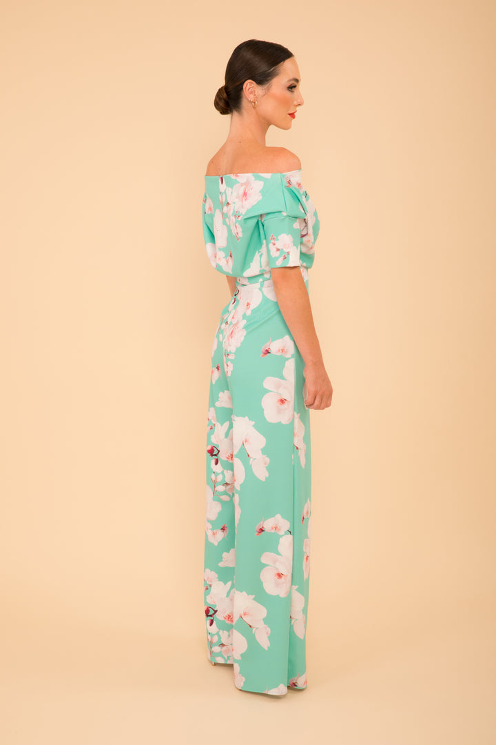 Lima jumpsuit in aqua floral - sample sale