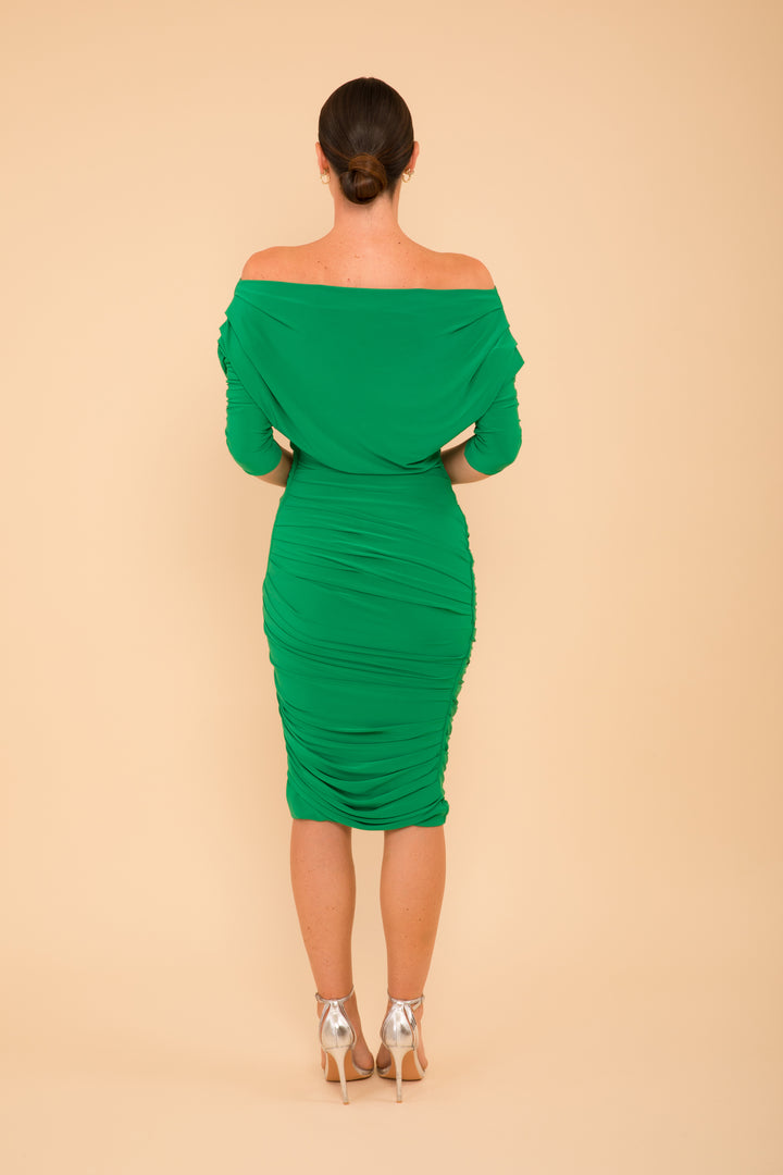 Oxygen dress with sleeve in emerald green - Sample Sale