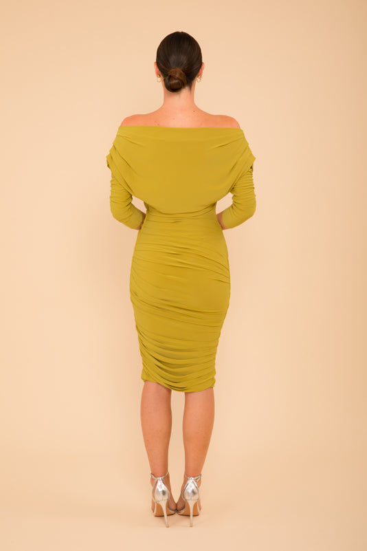 Oxygen dress with sleeve in lime