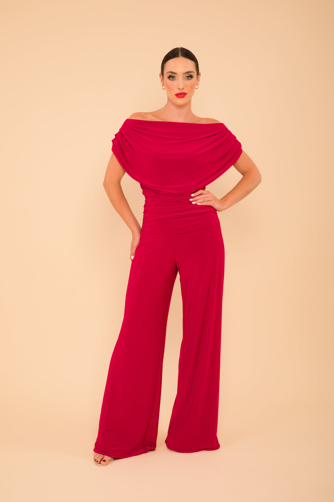 Carbon jumpsuit in magenta red