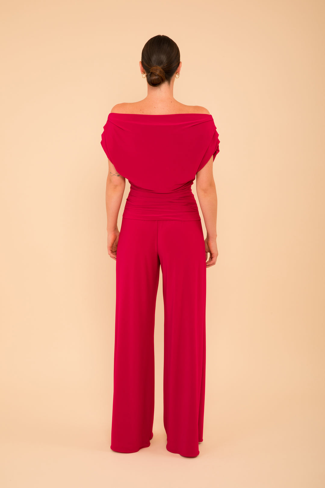 Carbon jumpsuit in magenta red