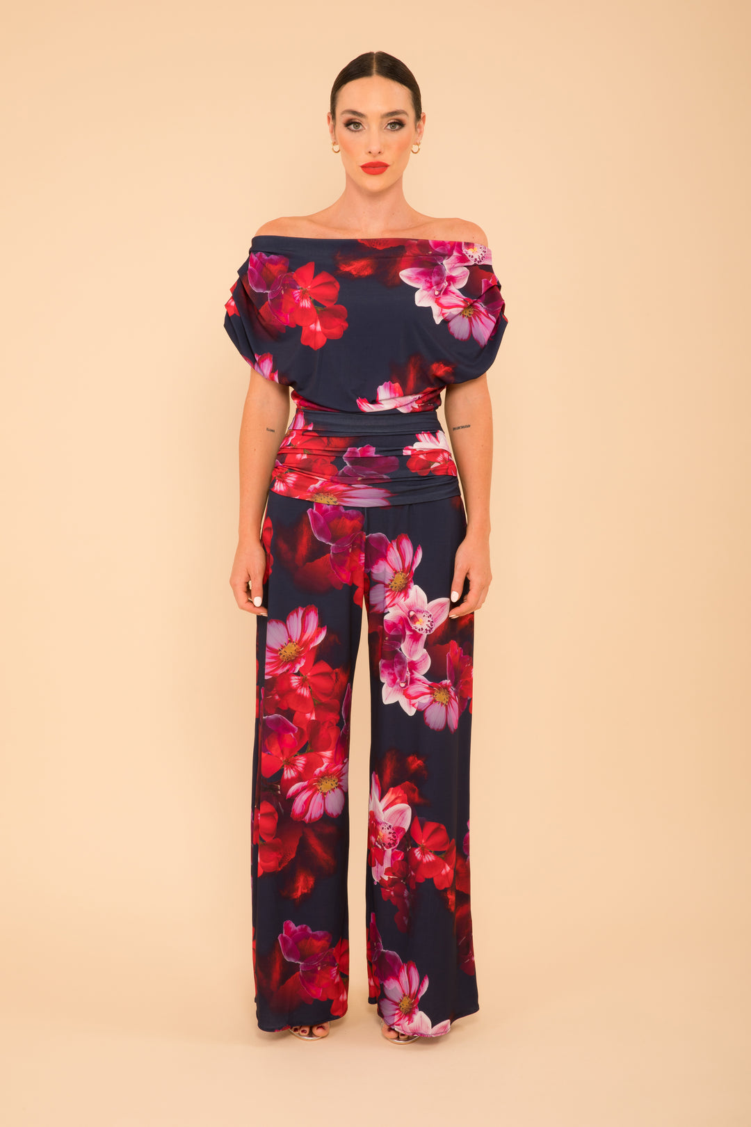 Carbon jumpsuit in navy &amp; red floral - sample sale