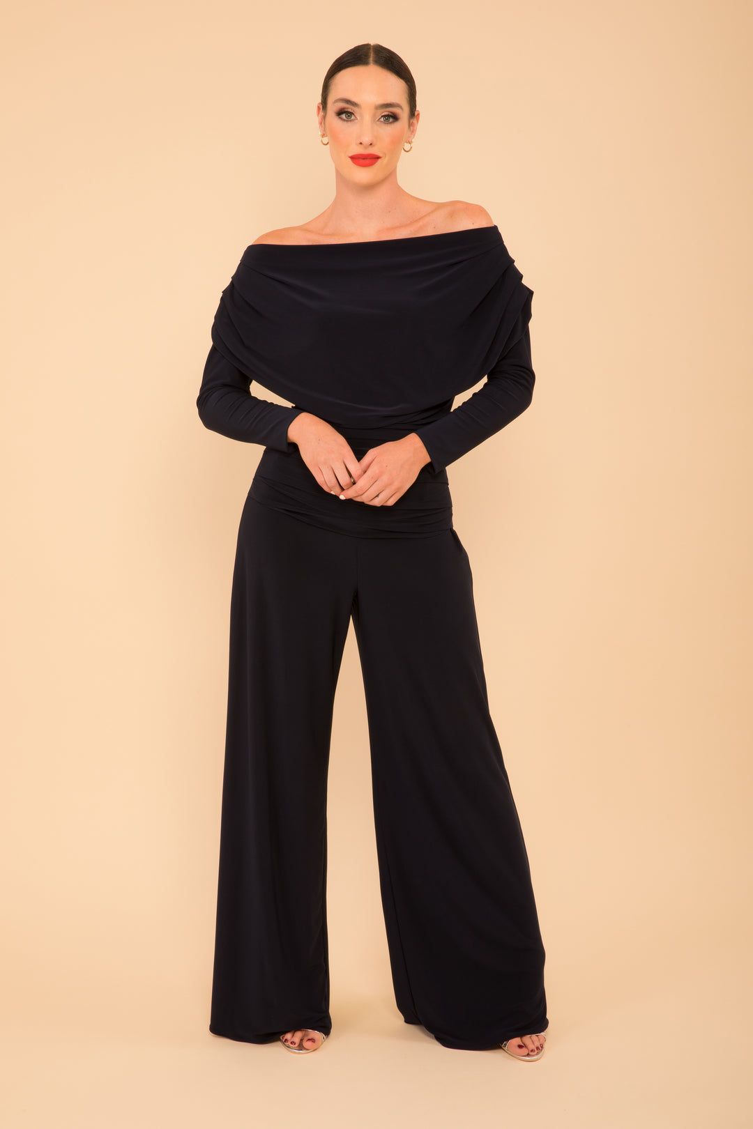 Carbon jumpsuit with sleeve in navy