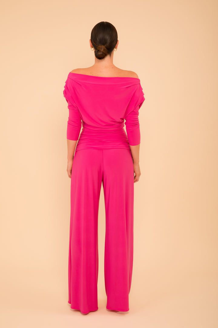 Carbon jumpsuit with sleeve in hot pink