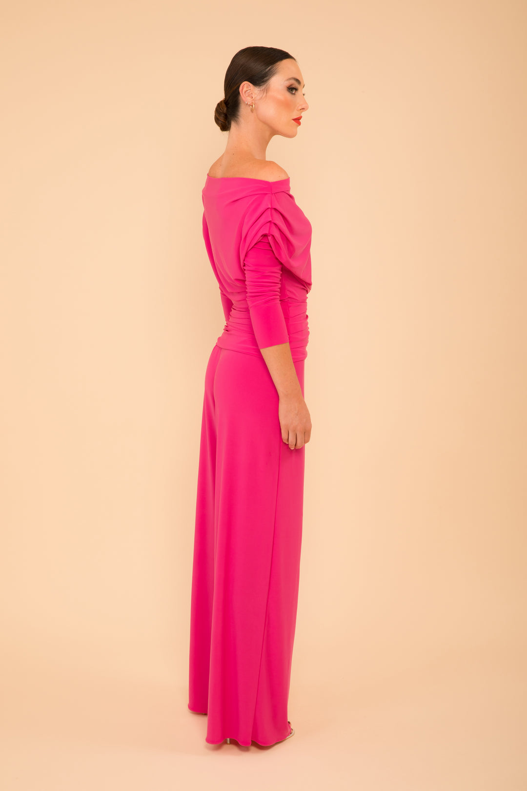 Carbon jumpsuit with sleeve in hot pink