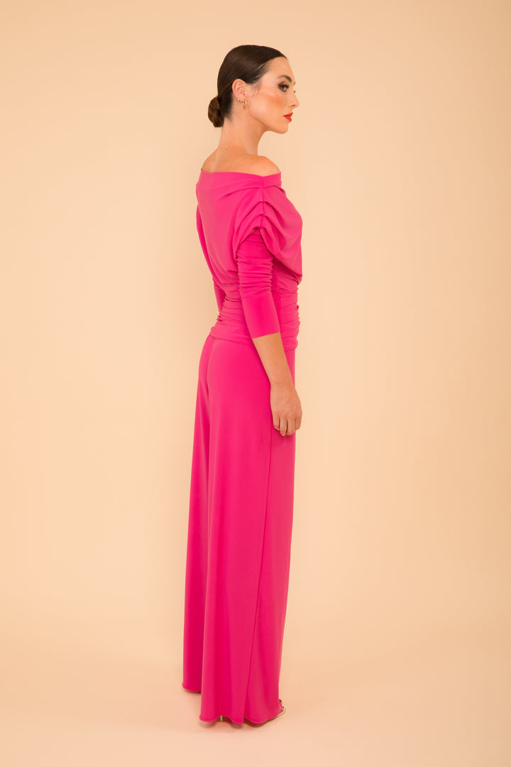 Carbon jumpsuit with sleeve in hot pink