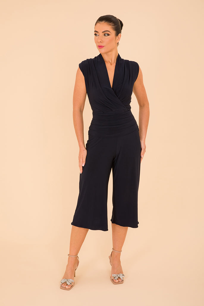 ATOM LABEL uranium culotte jumpsuit in navy