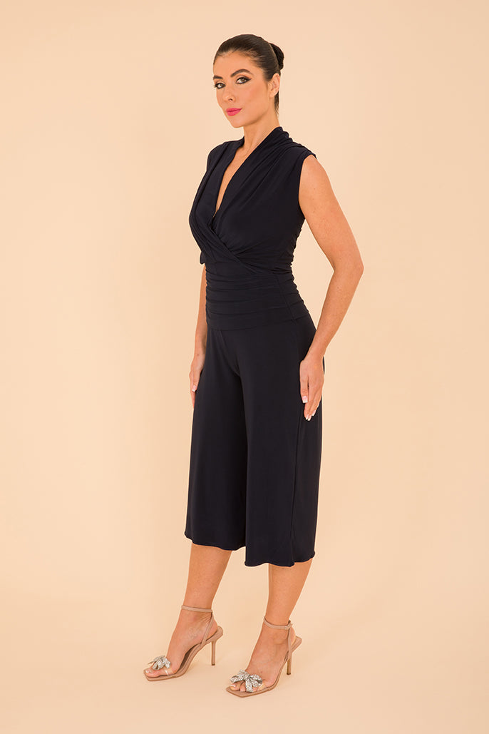 ATOM LABEL uranium culotte jumpsuit in navy