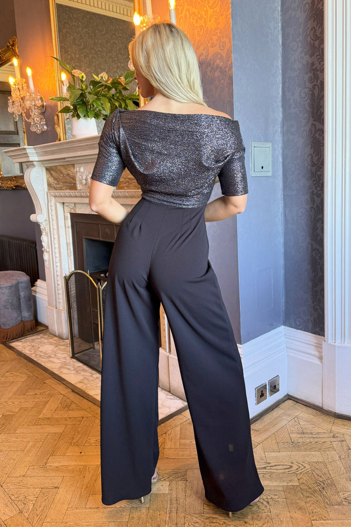 Lima jumpsuit in gunmetal speckled & black