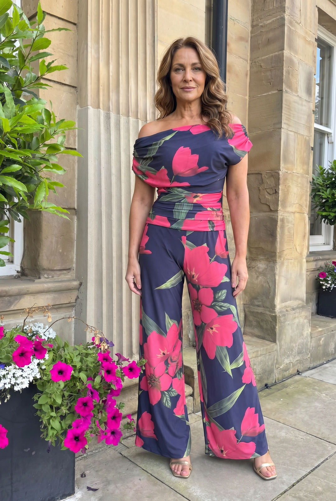 SS26 Carbon jumpsuit in fuchsia lily print D3