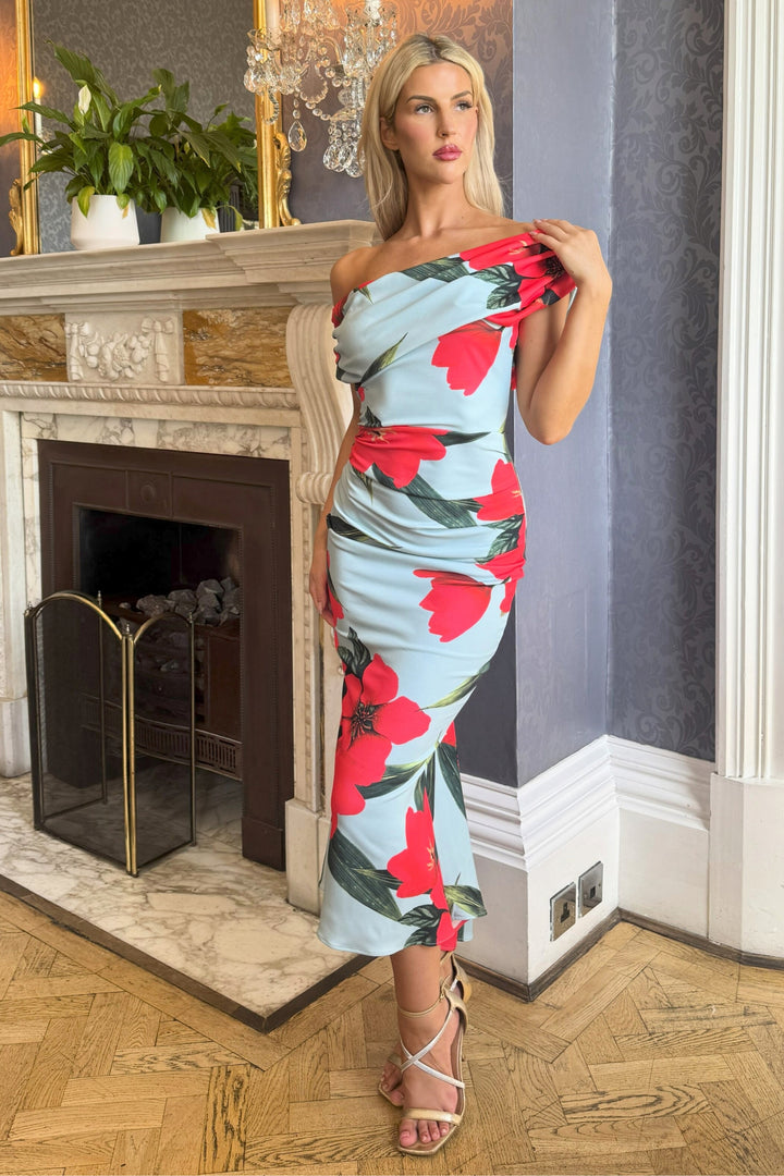 SS26 Mercury midi dress in sage poppy print