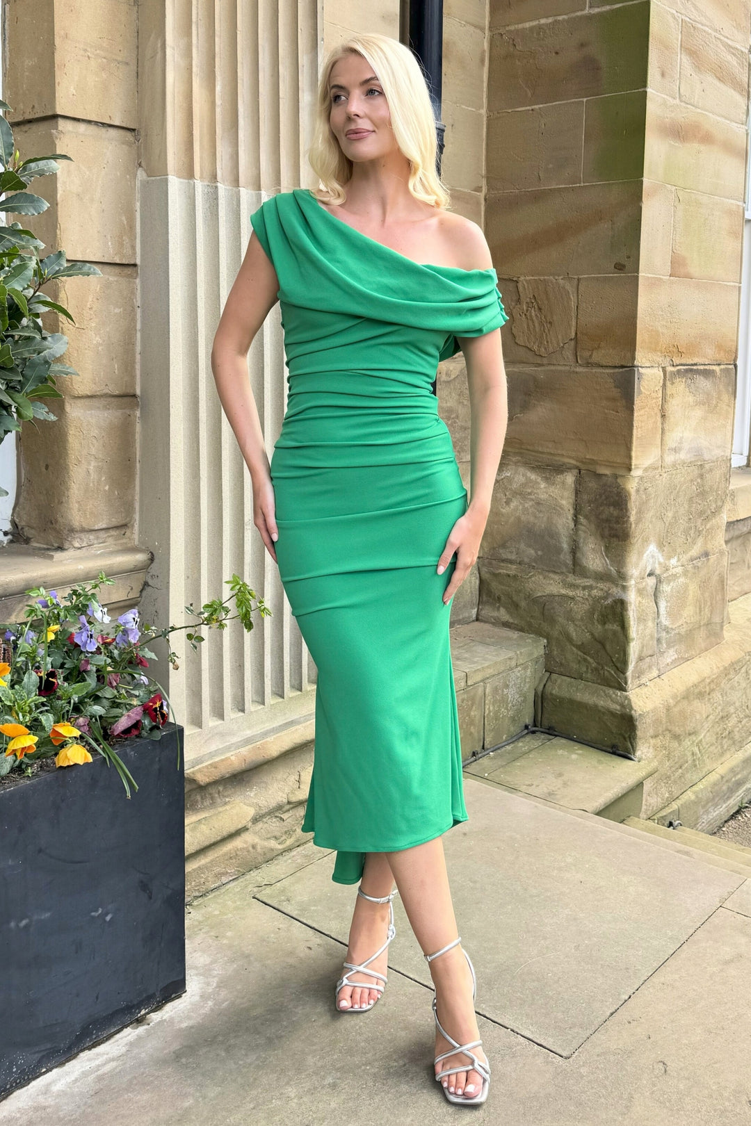 Mercury midi dress in emerald green – Atom Label