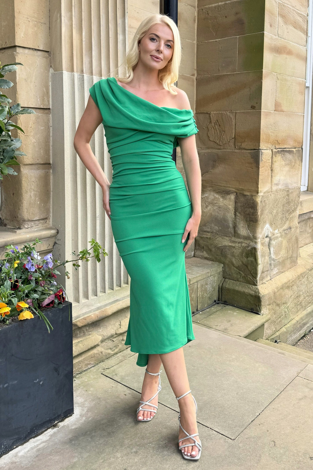 Mercury midi dress in emerald green