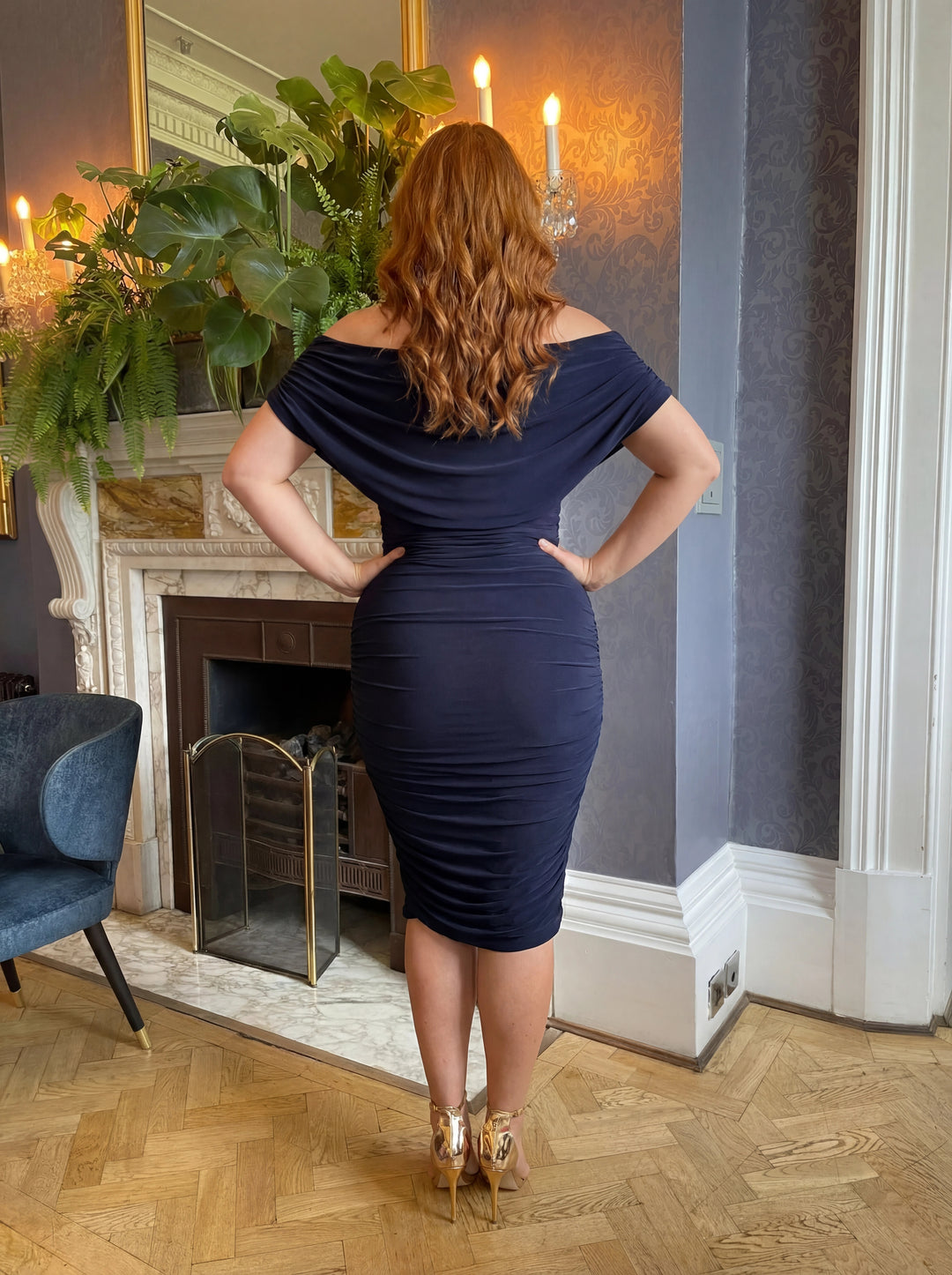 CURVE Oxygen dress in navy