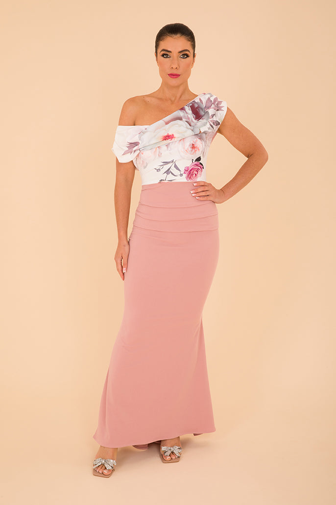 Mercury maxi dress in blush floral &amp; blush - sample sale