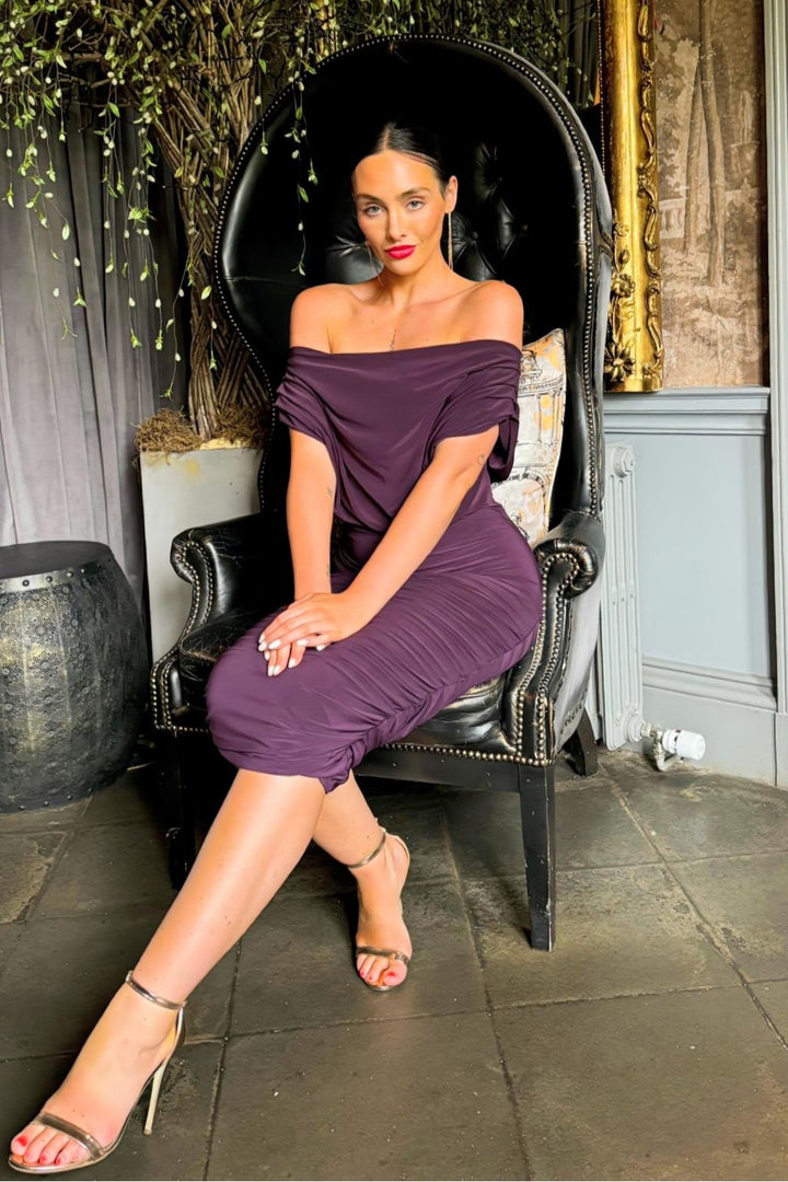 Oxygen dress in blackcurrant
