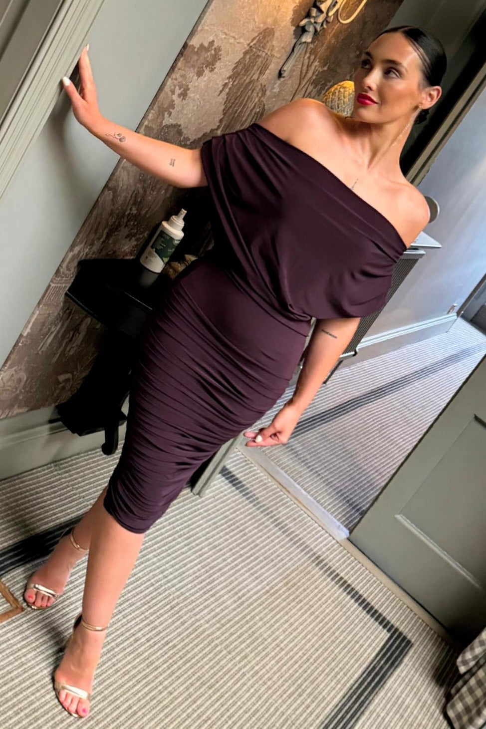 Oxygen dress in blackcurrant