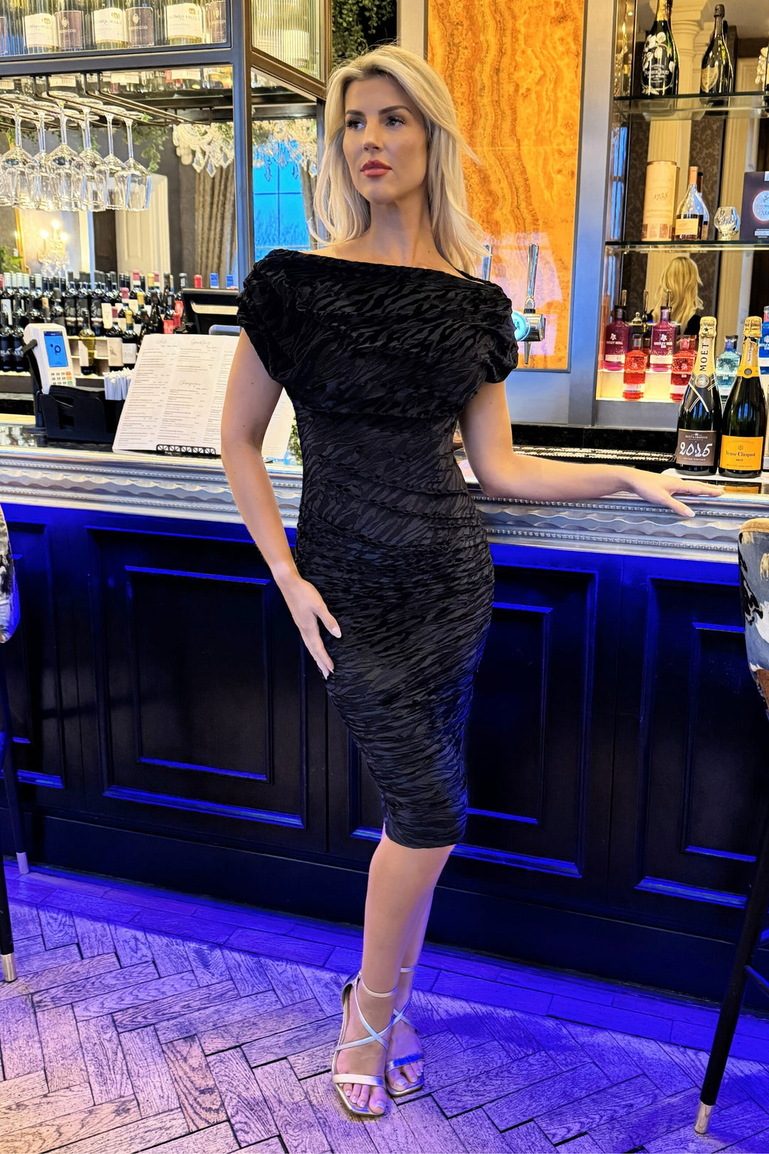 Oxygen dress in velvet zebra T3