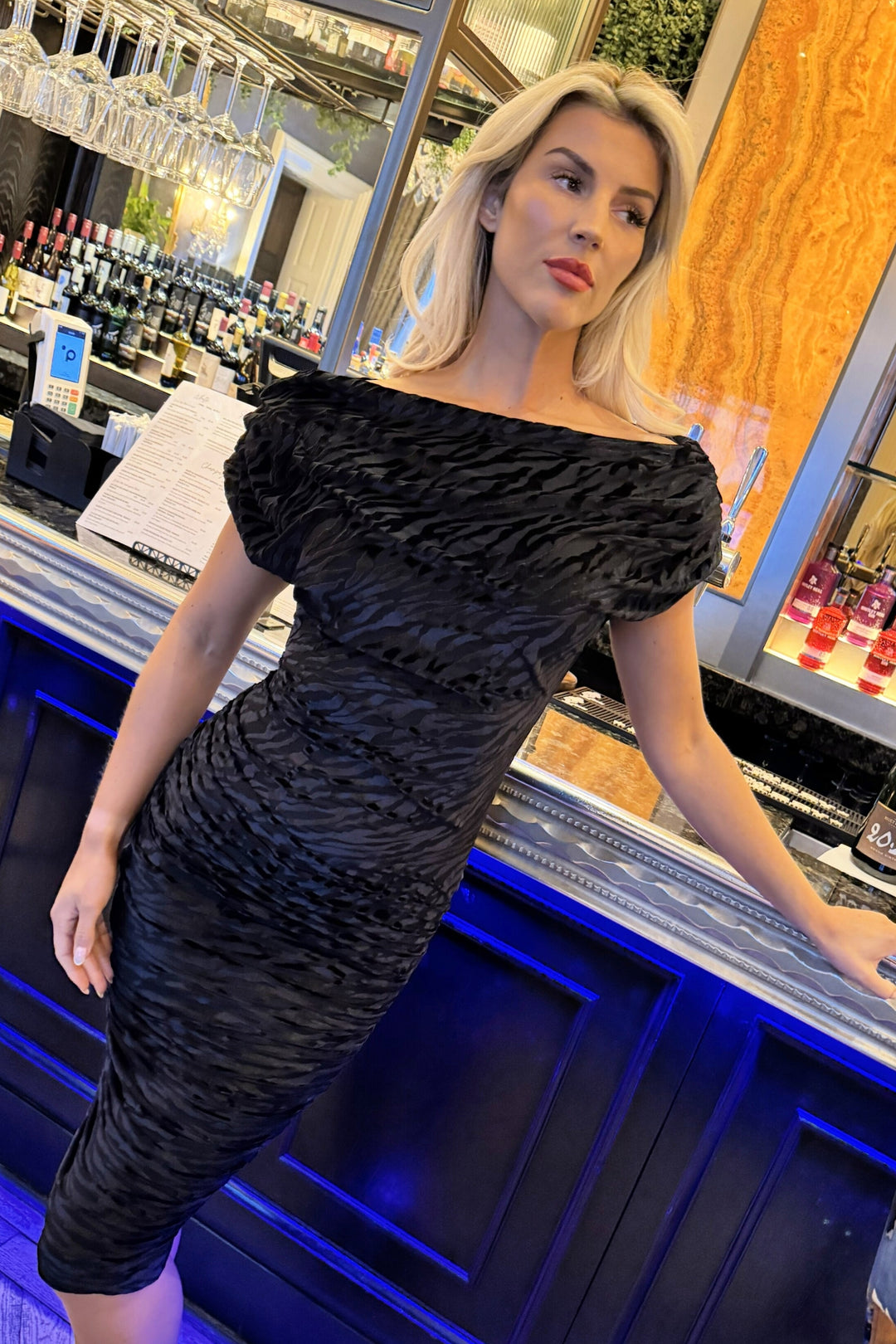 Oxygen dress in velvet zebra T3