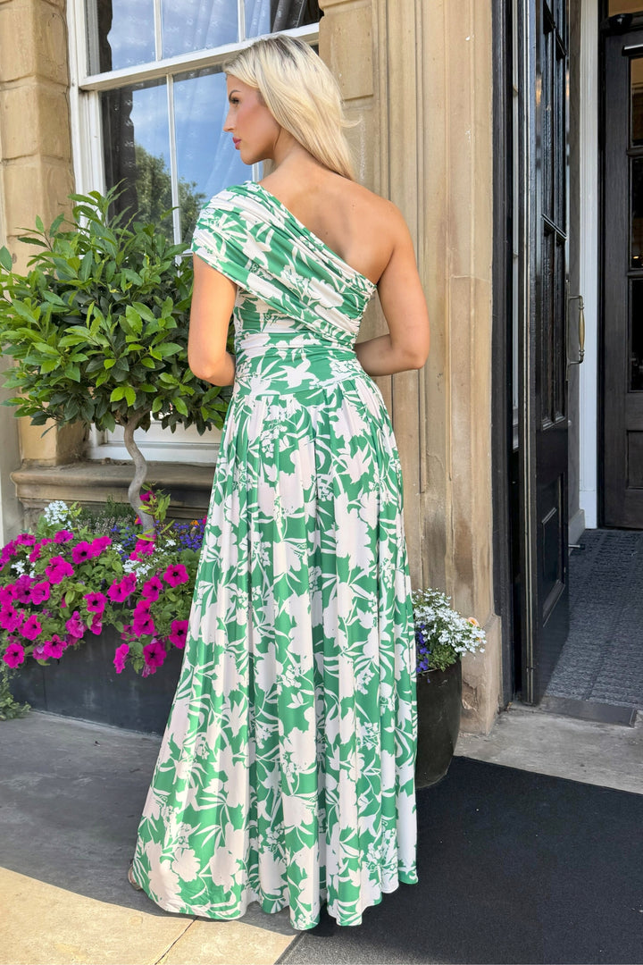 SS26 Rhenium maxi in green & ivory floral