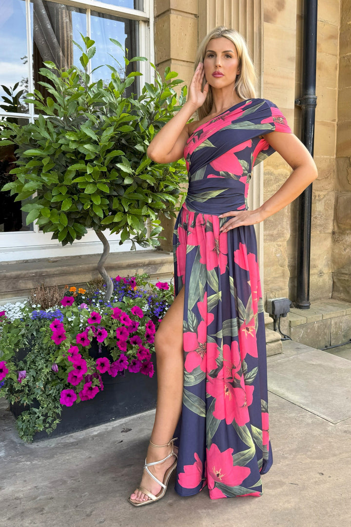 SS26 Rhenium maxi in fuchsia lily print