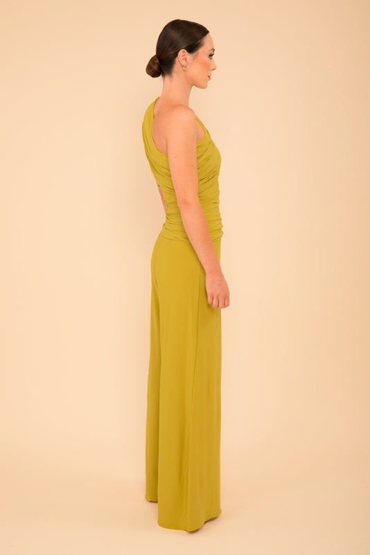 Rhodium jumpsuit in lime
