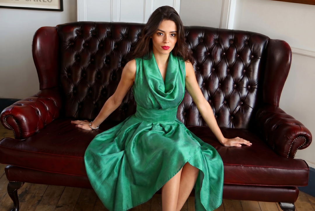Jolaby Wrap Ruched Dress Apple Green