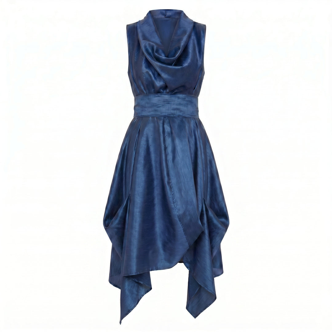 Jolaby Wrap Ruched Dress in Navy