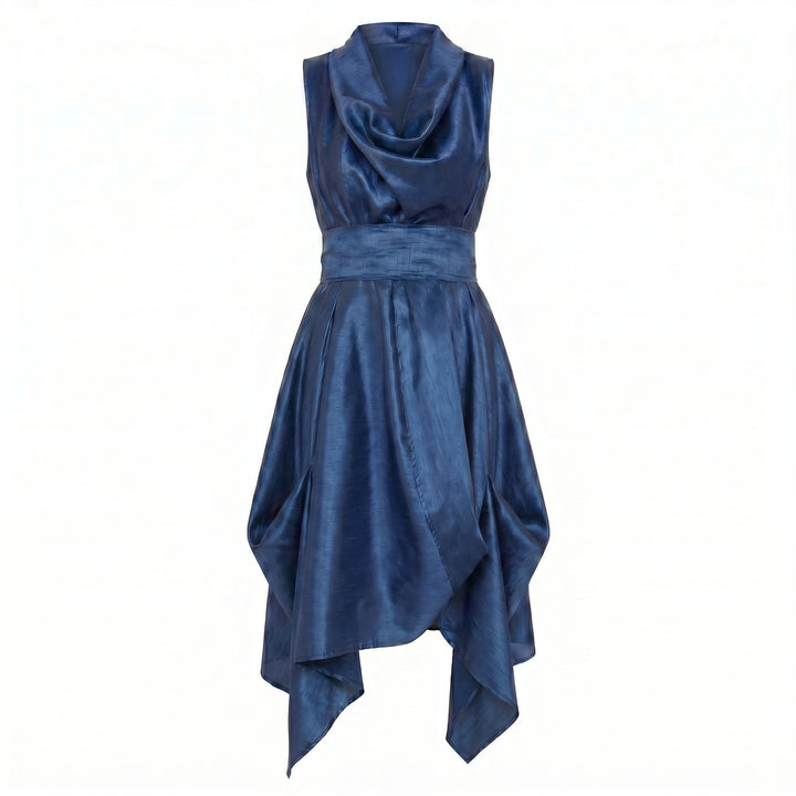 Jolaby Wrap Ruched Dress in Navy