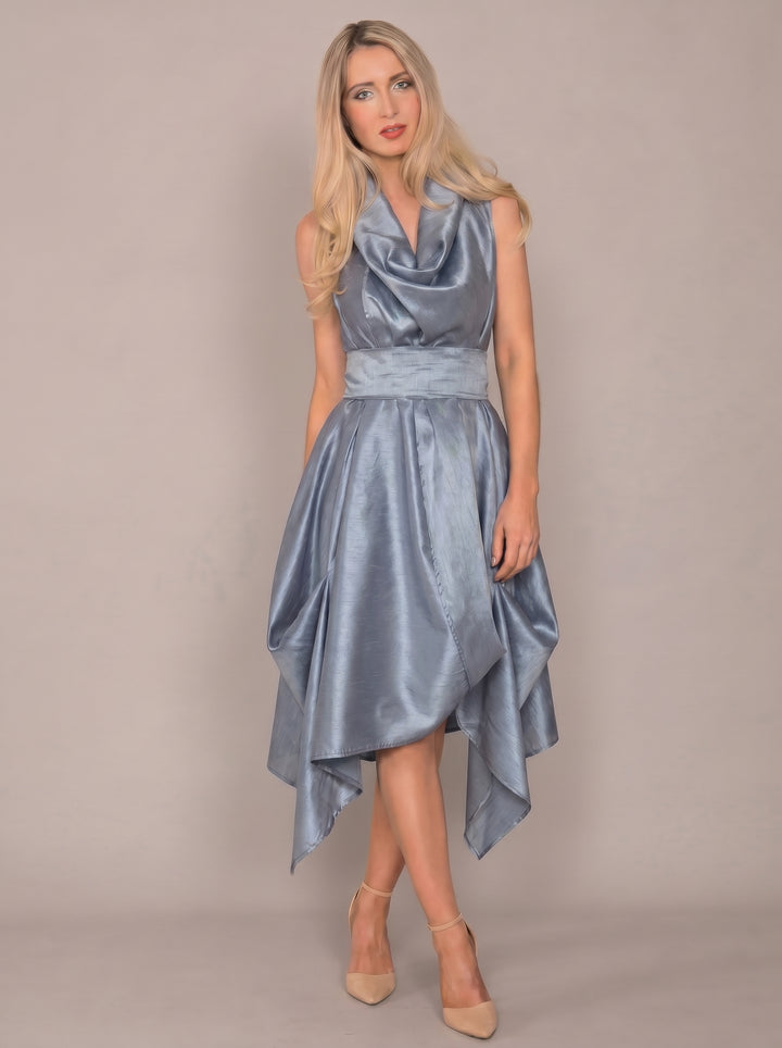 Jolaby Wrap Ruched Dress in Silver