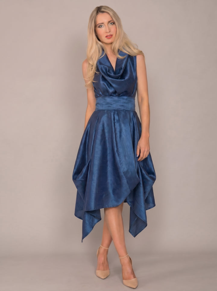 Jolaby Wrap Ruched Dress in Navy